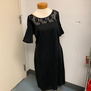 Avenue Studio Black Dress Women's 14/16 Lace Boho Short Sleeve